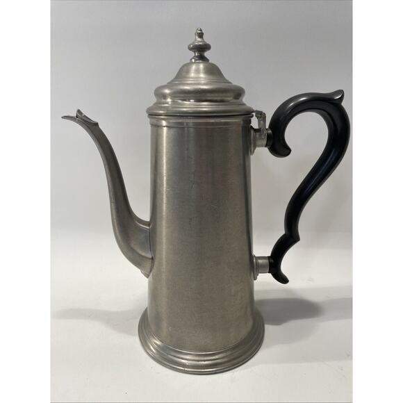 International Silver Company Pewter 9 Cup Coffee / Tea Pot With Black Handle - Picture 1 of 8